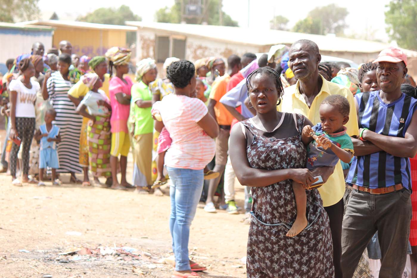 Villagers lined up to get registered